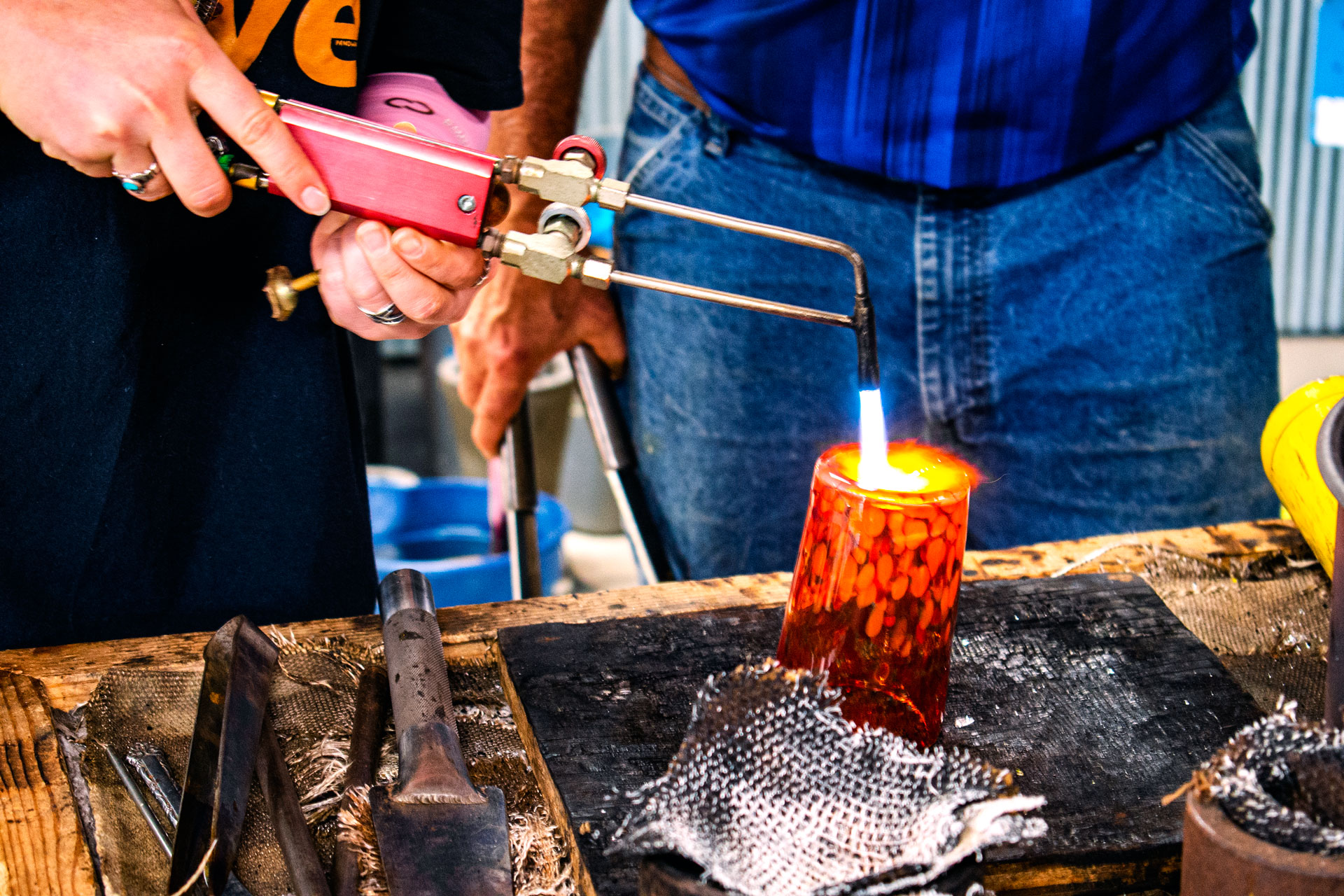 Glass blowing at OBAC